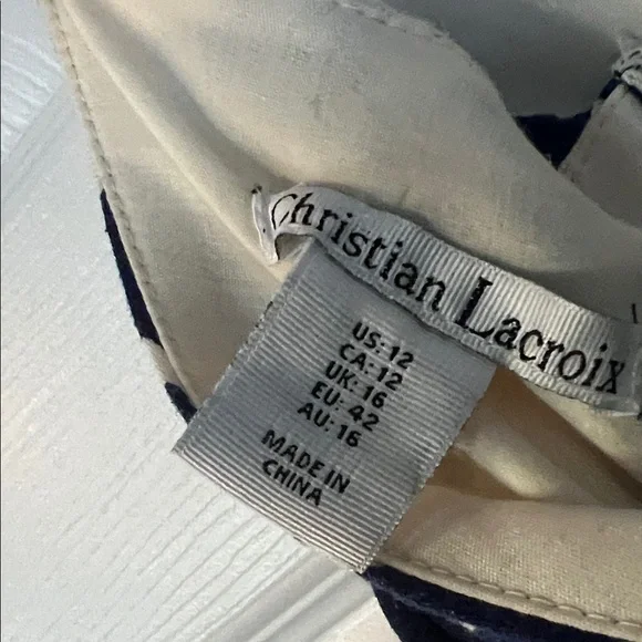 Christian Lacroix Blue and Cream Floral Midi Dress - Picture 6 of 7